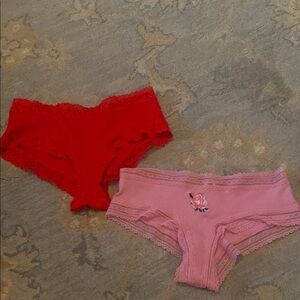 Victorias Secret Pink cheeky panties size medium nwot red and pink flower lace